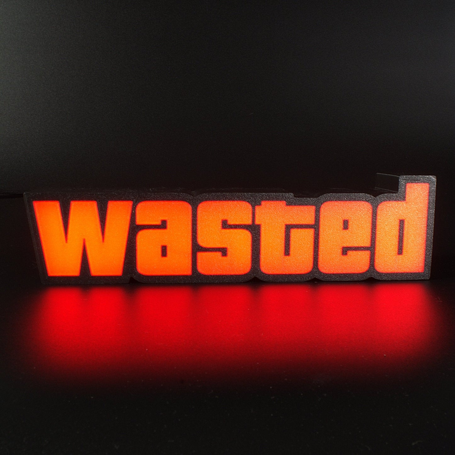 Lampe LED GTA Logo Wasted (Rockstar). Décoration lumineuse pour la maison, chambre, salle de jeux, bureau, setup gaming, chambre d'enfant. Couleur rouge. Connection Usb C. - Lampe LED GTA - Wasted - Chroma Craft - Lampe LED