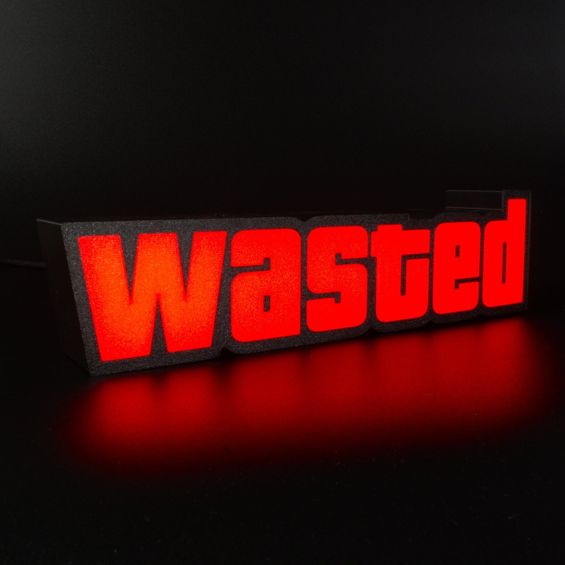 Lampe LED GTA Logo Wasted (Rockstar). Décoration lumineuse pour la maison, chambre, salle de jeux, bureau, setup gaming, chambre d'enfant. Couleur rouge. Connection Usb C. - Lampe LED GTA - Wasted - Chroma Craft - Lampe LED