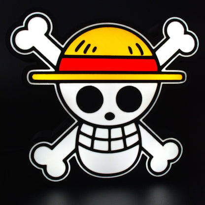 Lampe LED One Piece (Eiichirō Oda), Jolly Roger de Luffy jaune, rouge et blanc. Décoration lumineuse pour la maison, chambre, salle de jeux, bureau, setup gaming. - Lampe LED One Piece - Jolly Roger de Luffy - Chroma Craft - Lampe LED