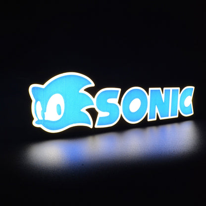 Lampe LED Personnalisée dans le style Sonic The Hedgehog avec le nom Sonic. Décoration lumineuse pour la maison, chambre, salle de jeux, bureau, setup gaming, chambre d'enfant. Couleurs bleu, blanc. Connection Usb C. - Lampe LED Personnalisée Sonic style Sonic - Chroma Craft - Lampe LED