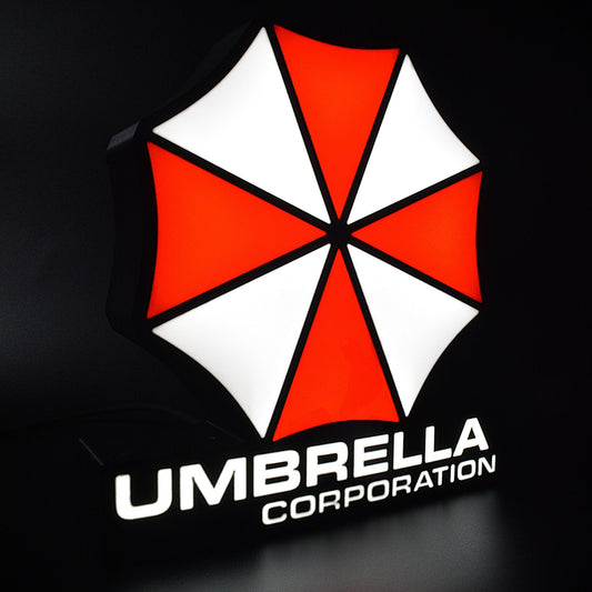 Lampe LED Resident Evil Logo Umbrella Corporation (Shinji Mikami). Décoration lumineuse pour la maison, chambre, salle de jeux, bureau, setup gaming, chambre d'enfant. Couleurs rouge, blanc. Connection Usb C. - Lampe LED Resident Evil - Umbrella Corporation - Chroma Craft - Lampe LED