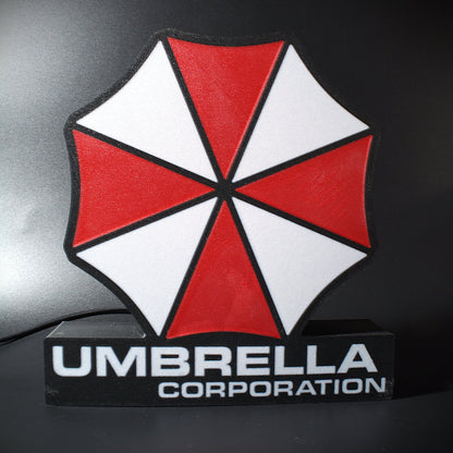 Lampe LED Resident Evil Logo Umbrella Corporation (Shinji Mikami). Décoration lumineuse pour la maison, chambre, salle de jeux, bureau, setup gaming, chambre d'enfant. Couleurs rouge, blanc. Connection Usb C. - Lampe LED Resident Evil - Umbrella Corporation - Chroma Craft - Lampe LED