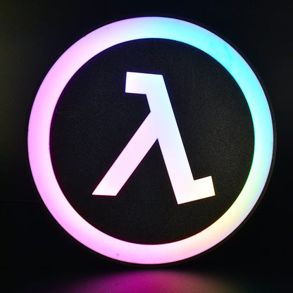 Lampe LED RGB Logo Half Life (Valve). Décoration lumineuse pour la maison, chambre, salle de jeux, bureau, setup gaming, chambre d'enfant. Connection Usb C. - Lampe LED RGB Half - Life - Chroma Craft - Lampe LED