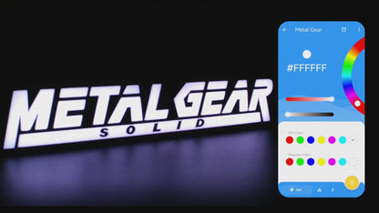 Lampe LED RGB Logo Metal Gear Solid (Hideo Kojima). Décoration lumineuse pour la maison, chambre, salle de jeux, bureau, setup gaming, chambre d'enfant. Connection Usb C.