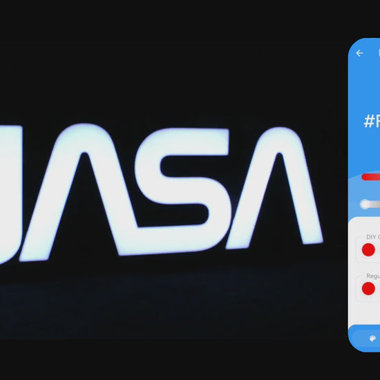 Lampe LED RGB Logo Nasa. Décoration lumineuse pour la maison, chambre, salle de jeux, bureau, setup gaming, chambre d'enfant. Connection Usb C.